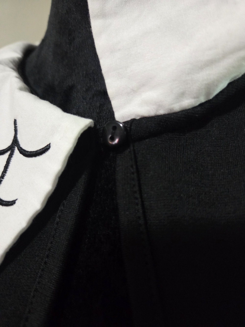 Black Puff Sleeve Blouse with White Spiderweb Embroidered Peter Pan Collar - Picture 4 of 9